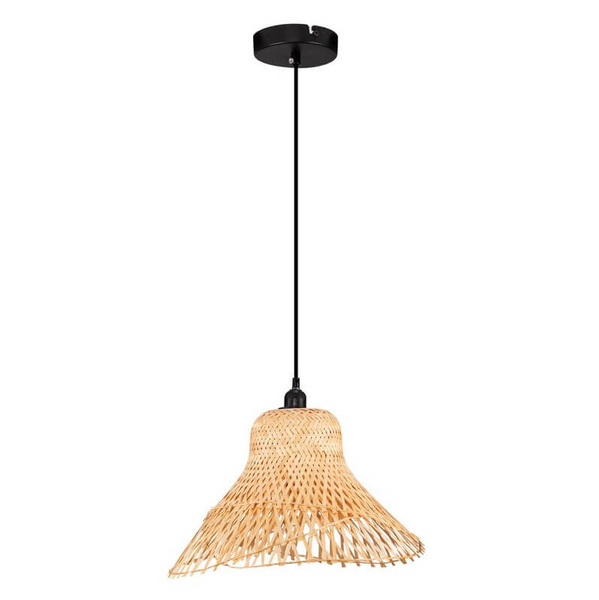 Jadalniana lampa wisząca MONSEFU LE44859 ekologiczna kapelusz naturalna czarna
