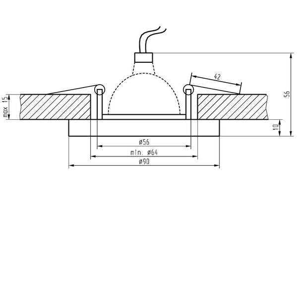Sufitowa lampa wpuszczana Ss minimalistyczny wpust czarny