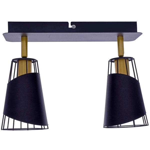 Loftowa LAMPA sufitowa RICK ML5566 Milagro druciana OPRAWA metalowe reflektorki SPOT na listwie czarny złoty