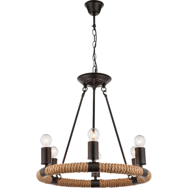 LAMPA wisząca ULLEU 69029-6 Globo rustykalny ŻYRANDOL na łańcuchu OPRAWA zwis koło czarna findlay