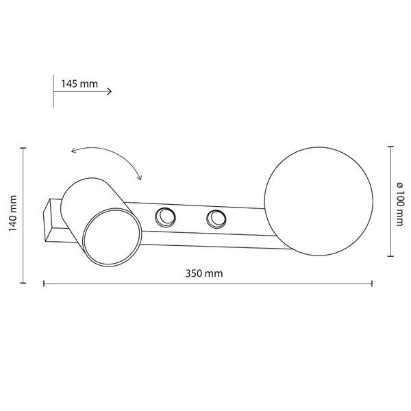 Naścienna lampa regulowana Vox 10148 bubble tubka czarna biała