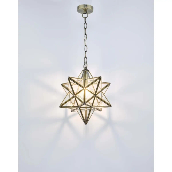 Geometryczna lampa wisząca Ilario ILA8675 gwiazda szklany mosiądz