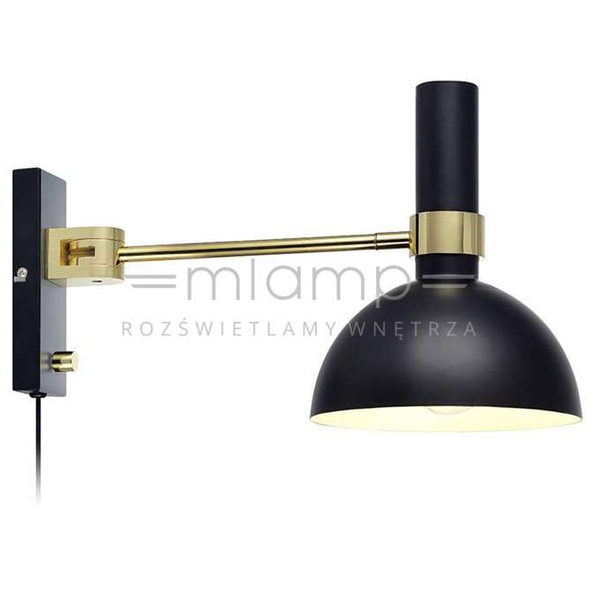 Kinkiet LAMPA ścienna LARRY 106970 Markslojd metalowa OPRAWA kopuła mosiądz czarna