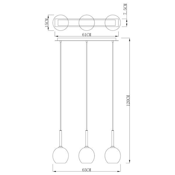Molekułowa lampa wisząca MONIC MD1629-3A Copper szklana balls miedziana