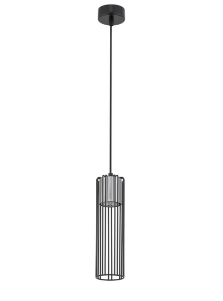 Okrągła lampa wisząca Fobia industrial tuba czarna srebrna