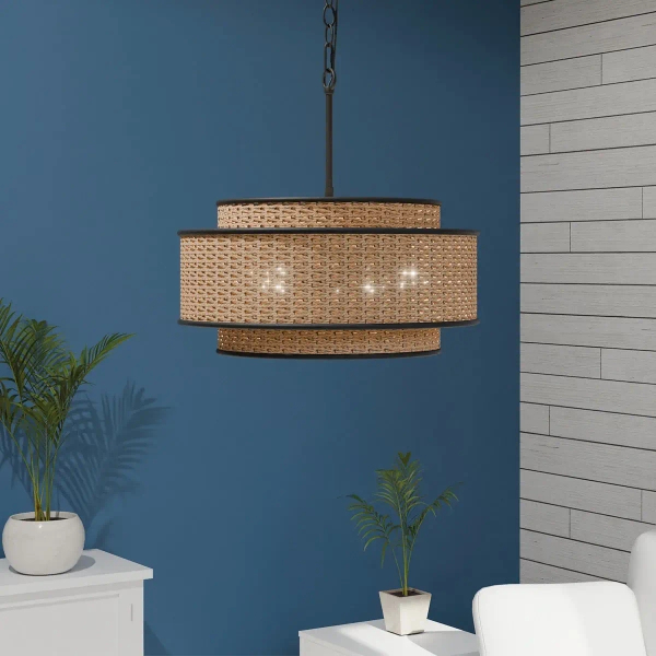 Ekologiczna lampa wisząca Teton QZ-TETON-5P-MBK naturalna lina