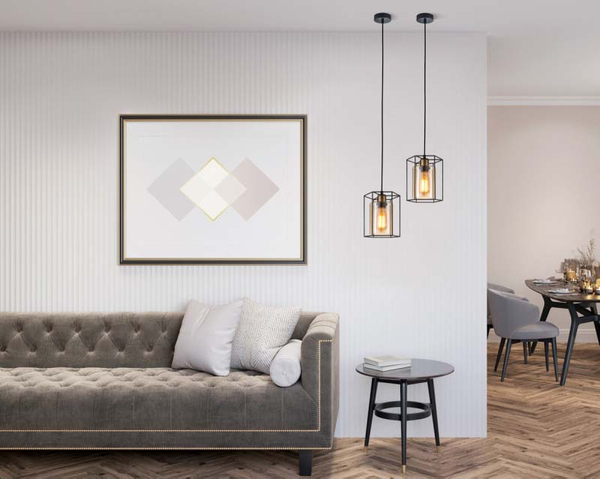 Industrialna lampa wisząca Kalula PND-78901-1-BK+AMB kuchenny zwis czarny bursztynowy