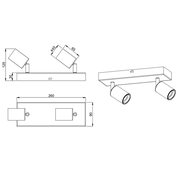 Sufitowa LAMPA loft VANNES R80182007 RL Light regulowana OPRAWA metalowy kinkiet reflektorki nikiel mat