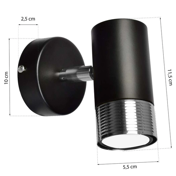 Ścienna LAMPA industrialna DANI MLP6229 Milagro metalowa OPRAWA regulowany kinkiet tuba czarna