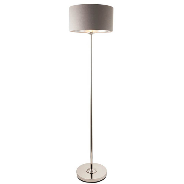 Salonowa lampa podłogowa Highclere 112570 z abażurem brązowa nikiel