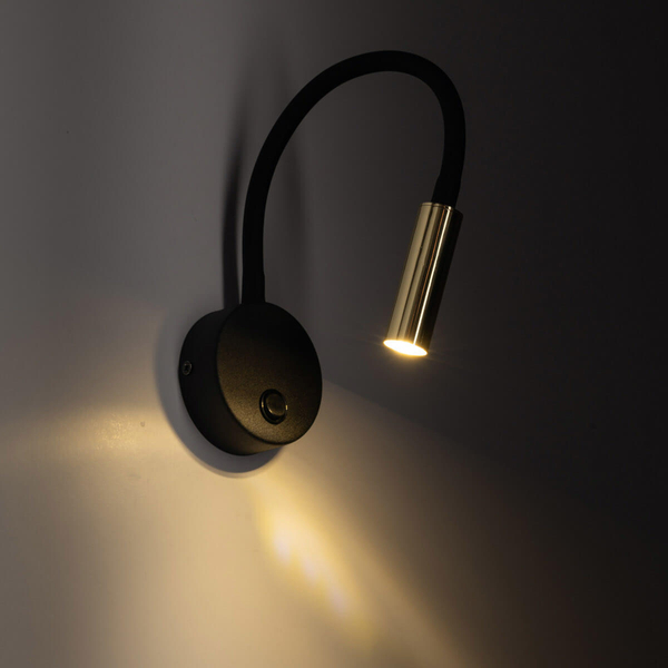 Lampa naścienna z włącznikiem Lagos 10039 tubka czarna złota