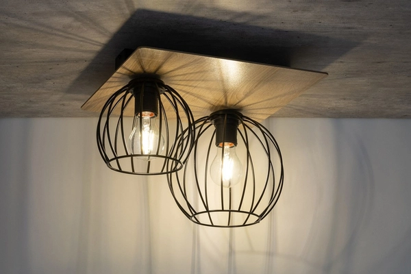 2-punktowa lampa sufitowa Cyber 32358 klatki czarne do salonu