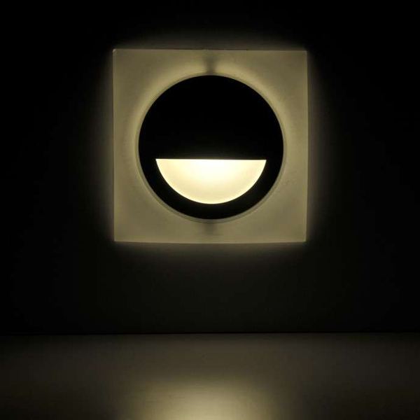Wupszczana LAMPA schodowa Q5 LED 313713 Polux podtynkowa OPRAWA kwadratowa LED 3W 4000K metalowa IP44 grafitowa