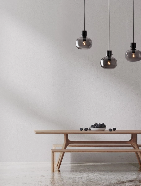 3-punktowy żyrandol pokojowy Padre loft czarny przydymiony