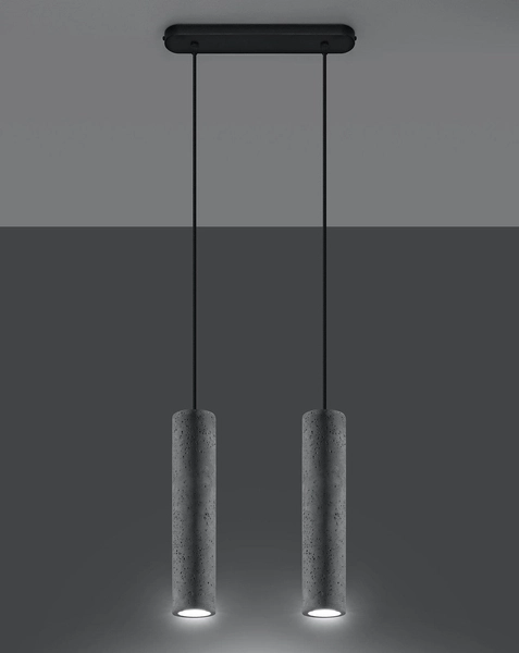 Betonowa LAMPA wisząca SL.0654 tuba OPRAWA ZWIS okrągły na listwie szare czarne