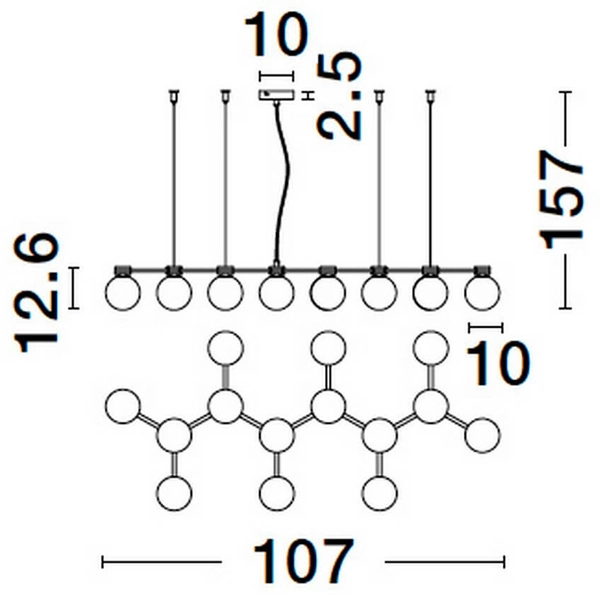 Wielopunktowa lampa wisząca CAMINOS LE44545 kule złota czarna biała
