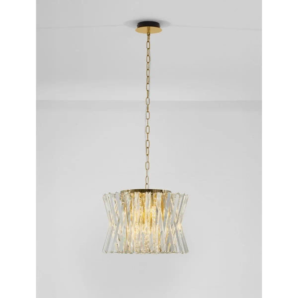 Kryształowa wisząca lampa MELUNTO LE45151 glamour na łańcuchu złota