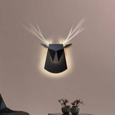 Lampa ścienna ORIGAMI DEER-B metalowa jeleń LED 6W 3000K kinkiet czarny