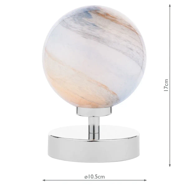 Okrągła lampa stołowa Esben ESB4150-07 szklana kula chrom