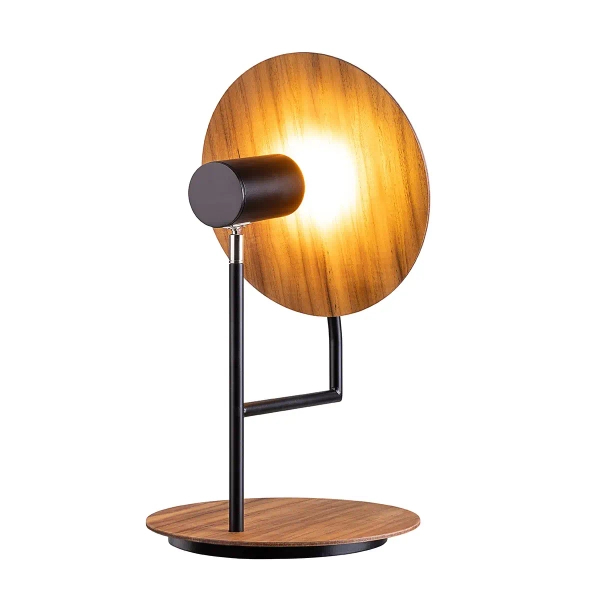 Drewniana lampka stołowa Dot QN-DOT-TL-TEAK okrągła brązowy czarny