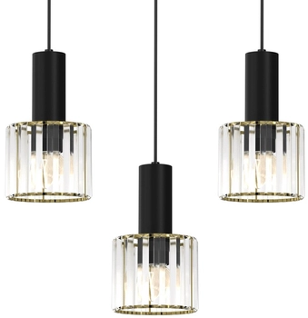 Wisząca lampa Cristal MLP8361 szklane klosze czarne złote