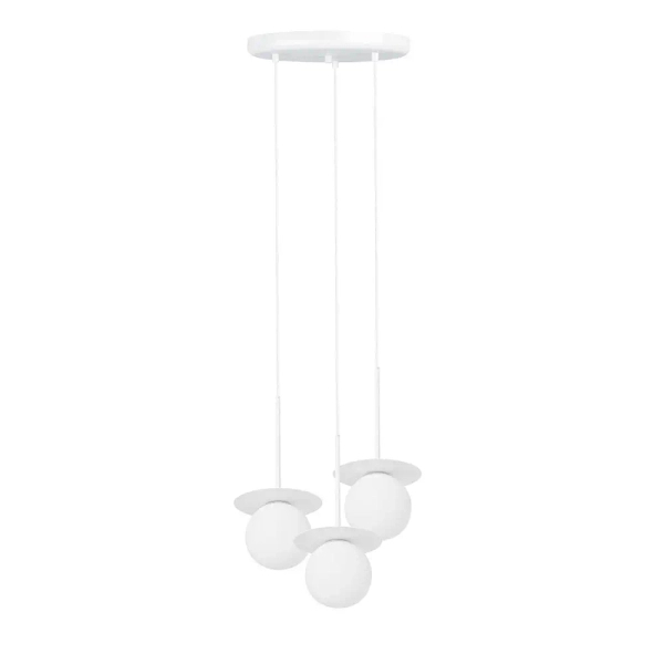 Wisząca lampa kulista Borra BRB311P3 potrójne kule szklana biały