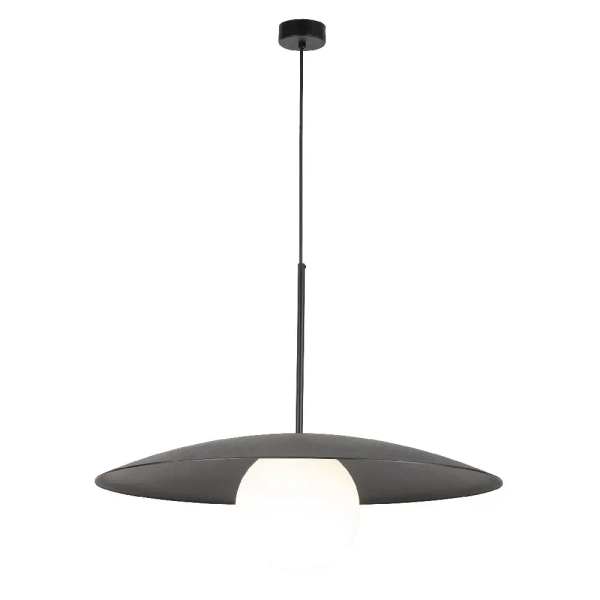 Jadalniana lampa zwisająca Slate 10637 mleczna kula czarny
