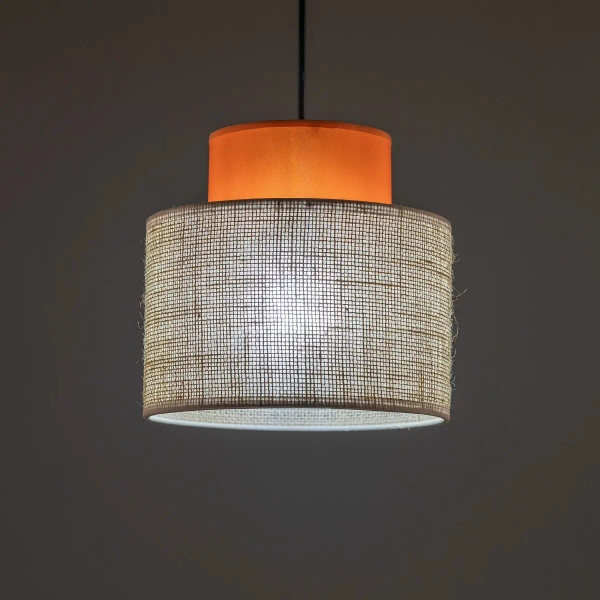 Ekologiczna lampa wisząca Duo 3255 naturalna juta pomarańczowy