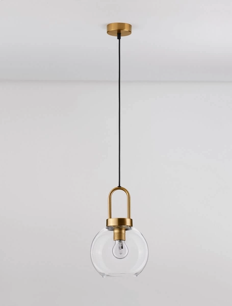 Industrialna lampa wisząca Banes do holu złota przezroczysta