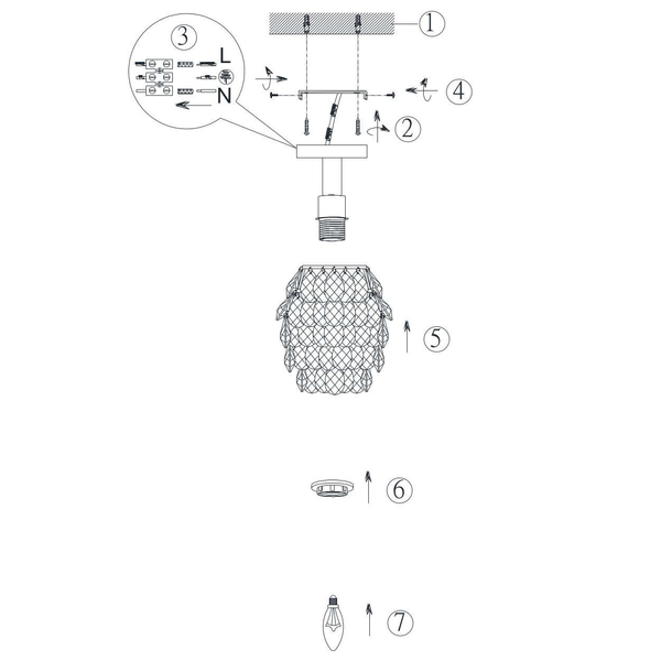 Lampa sufitowa kryształowa PETTY R60451006 RL Light ananas glamour chrom