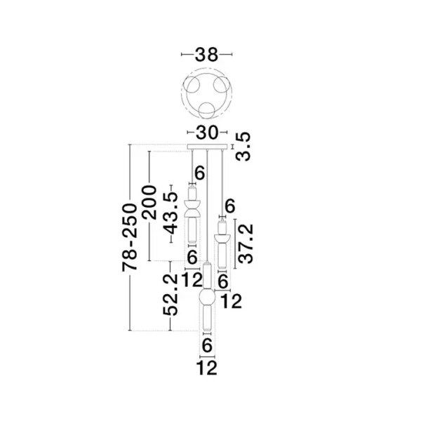 Potrójna lampa wisząca GLORICA LE45193 LED 37W 3000K szklana szara
