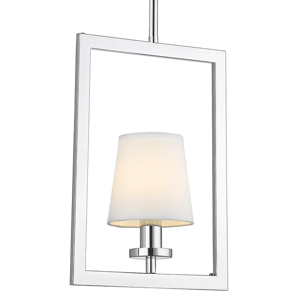 Abażurowa LAMPA wisząca LONDON P01007WH Cosmolight prostokątny ZWIS metalowy chrom