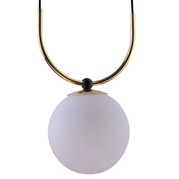 Szklana lampa wisząca BALOS 0407 kula ball zwis biały czarny złoty
