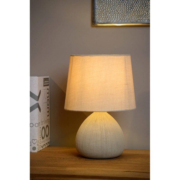 Ceramiczna lampa stołowa RAMZI 47506/81/38 z abażurem beżowa