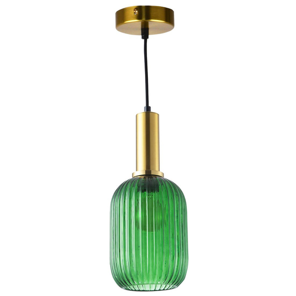 Plisowana LAMPA wisząca SUFFOLK 317377 Polux szklana tuba ZWIS loftowy do jadalni zielony