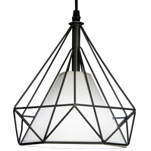 Druciana LAMPA wisząca Piramida 8801/1 ZWIS - 01 Elem metalowa OPRAWA loftowy ZWIS piramida czarna biała