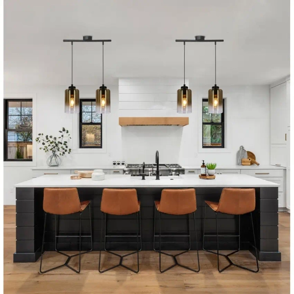 Podwójny zwis szklany Aspra 32-16263 bursztynowy przezroczysty czarny