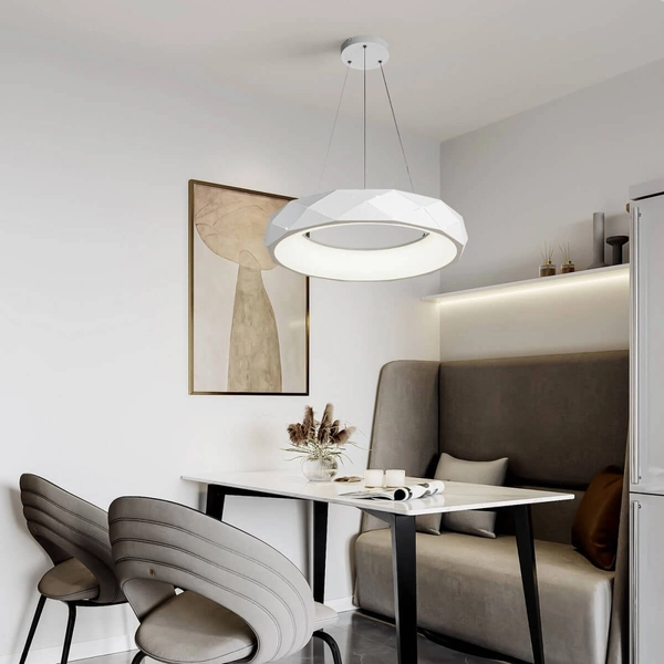 Geometryczna LAMPA wisząca REUS LP-8069/1P LED WH Light Prestige okrągła OPRAWA metalowa LED 36W 4000K pierścień ring zwis biały