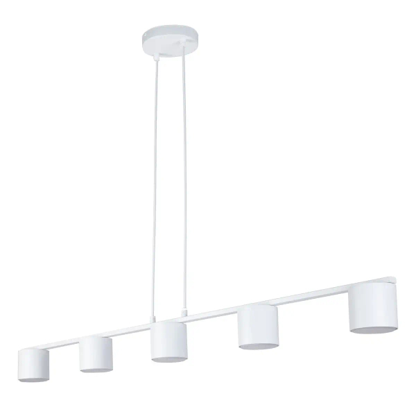 Podłużna zwisająca lampa Mila 5 41351 na belce tuby do salonu biały