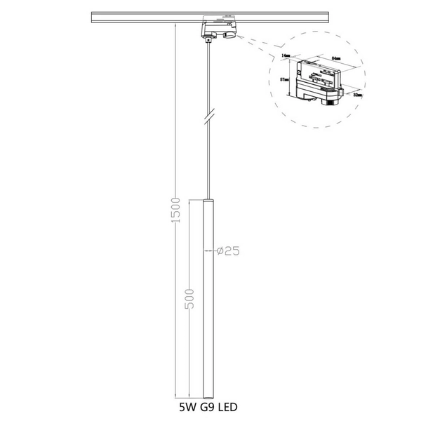 Wisząca tuba LUNGO LP-894/1P GD 3F Light Prestige do szynoprzewodu 3-fazowego złota