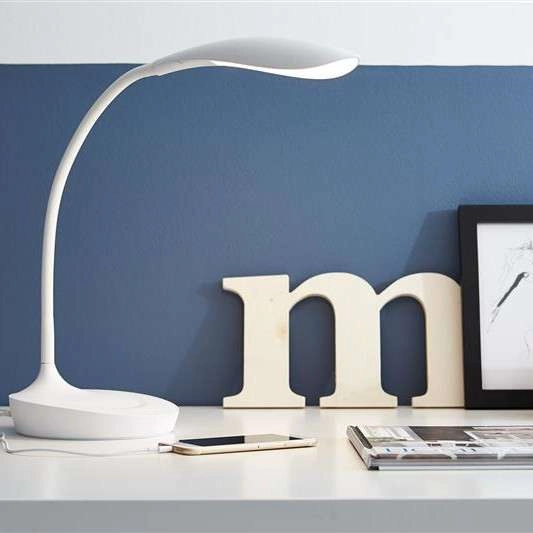 Stojąca LAMPKA biurkowa SWAN 106093 Markslojd nocna LAMPA stołowa LED 4,6W 3000K z wbudowanym portem USB biała