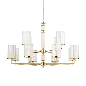 Salonowy żyrandol szklany Artu Ryfel ART-ZW-12 (Z) R złoty połysk