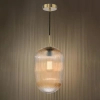 Szklana wisząca lampa Abrielle ABR0106 nad stół żebrowana bursztynowa