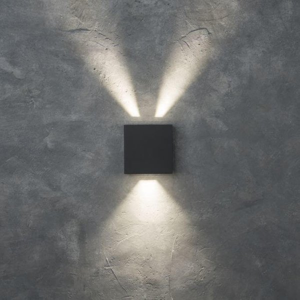 Elewacyjna LAMPA zewnętrzna GEMINI BEAMS 5104005118 Lutec metalowa OPRAWA kinkiet LED 10W 4000K kwadratowy IP54 szary