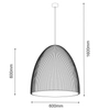 Metalowa lampa salonowa Gandra 5027+5055 Shilo półokrągła wisząca karbowana czarna