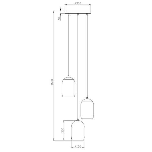 Zwieszana kaskadowa lampa CORK 364630317 Trio do sypialni czarny multikolor