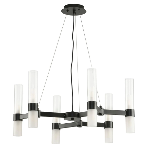 Żyrandol do jadalni Candela DN1505-6 black Step wielopunktowy tuby czarny