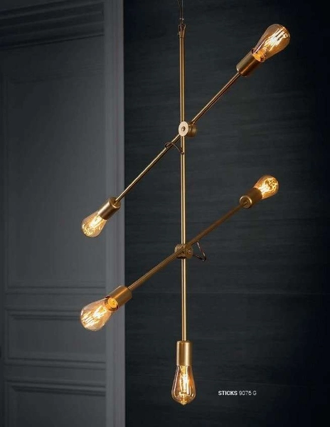 LAMPA wisząca STICKS 9076 Nowodvorski industrialna OPRAWA metalowa na żarówki molekuły loft złote