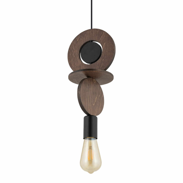 Zwisająca lampa nad stół Drops 11175 okręgi drewniana czarna