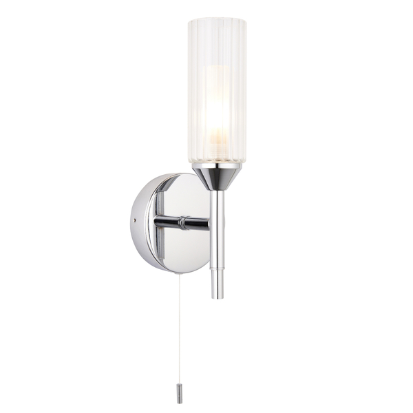 Kinkiet z włącznikiem L&-197171 Light& szklana tuba IP44 chrom
